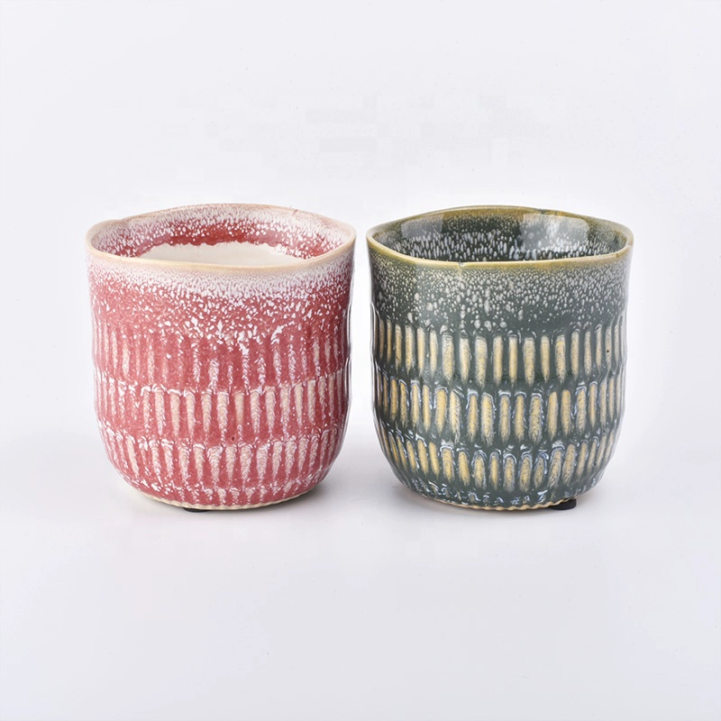 Personalised empty ceramic candle jars for luxury candle making iridescent vessel home decoration