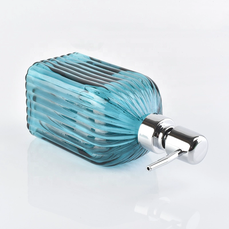 2pc Luxury striped blue glass bathroom shower accessory sets hotel wholesales