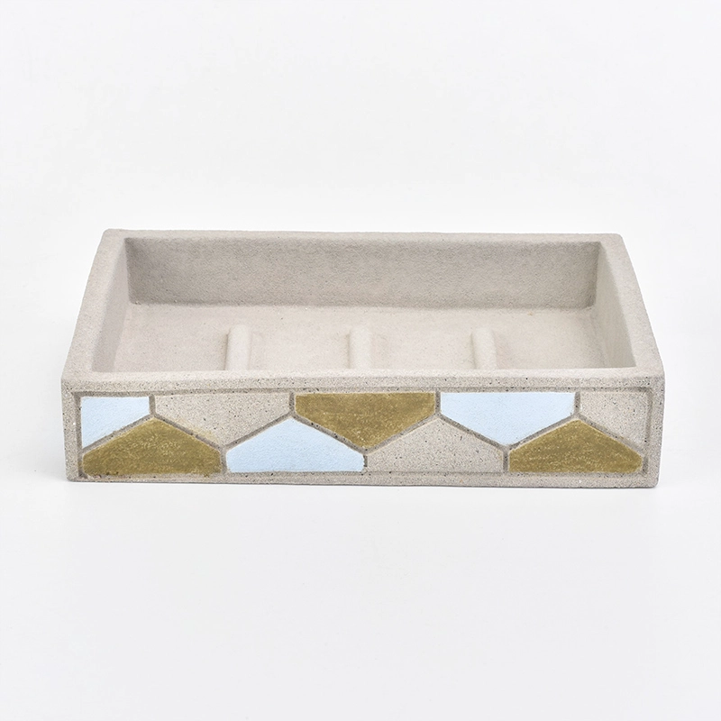 4ps Custom hexagon concrete bathroom set soap dish toothbrush holder hotel decor