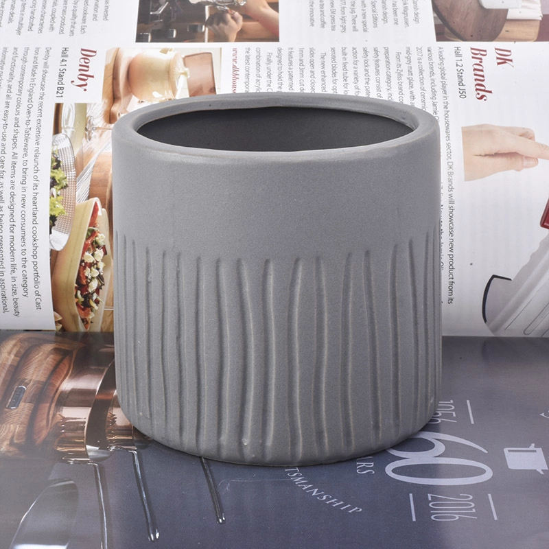 Dark gray cylinder ceramic candle holder