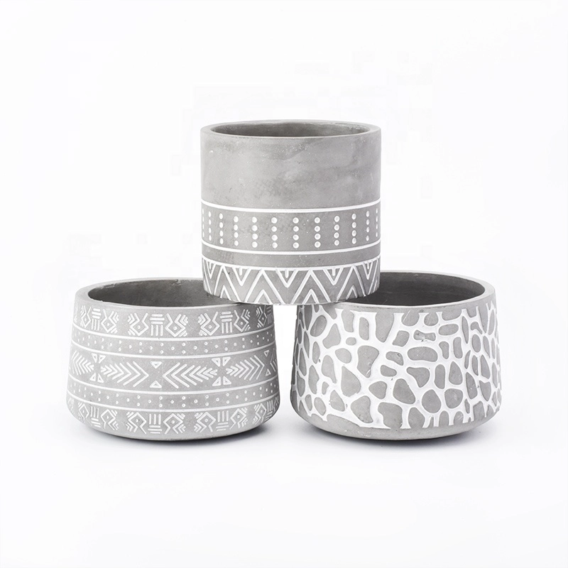 Empty customized glazed candle holder cement candle jars home deco