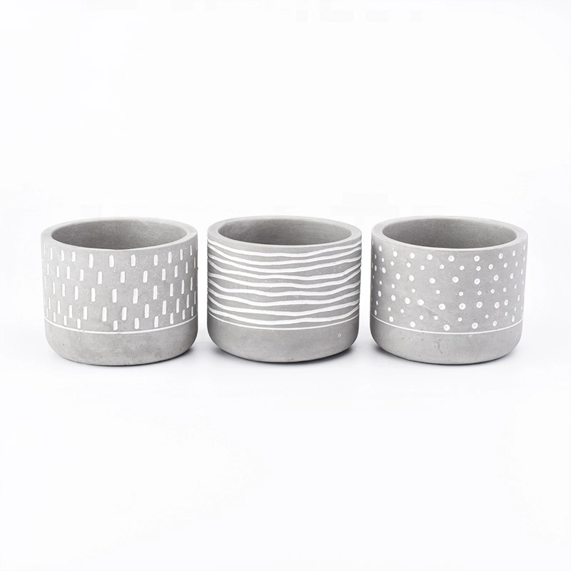 Empty customized glazed candle vessel cement candle container home deco