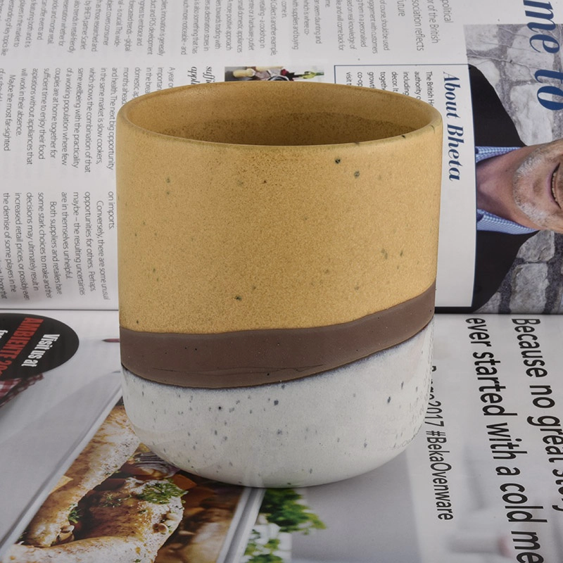 14oz empty ceramic candle jar with lid