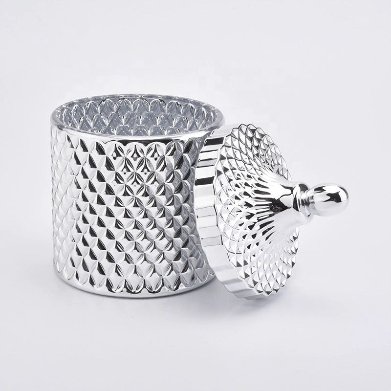 Electroplating silver home decoration candle vessel with lid