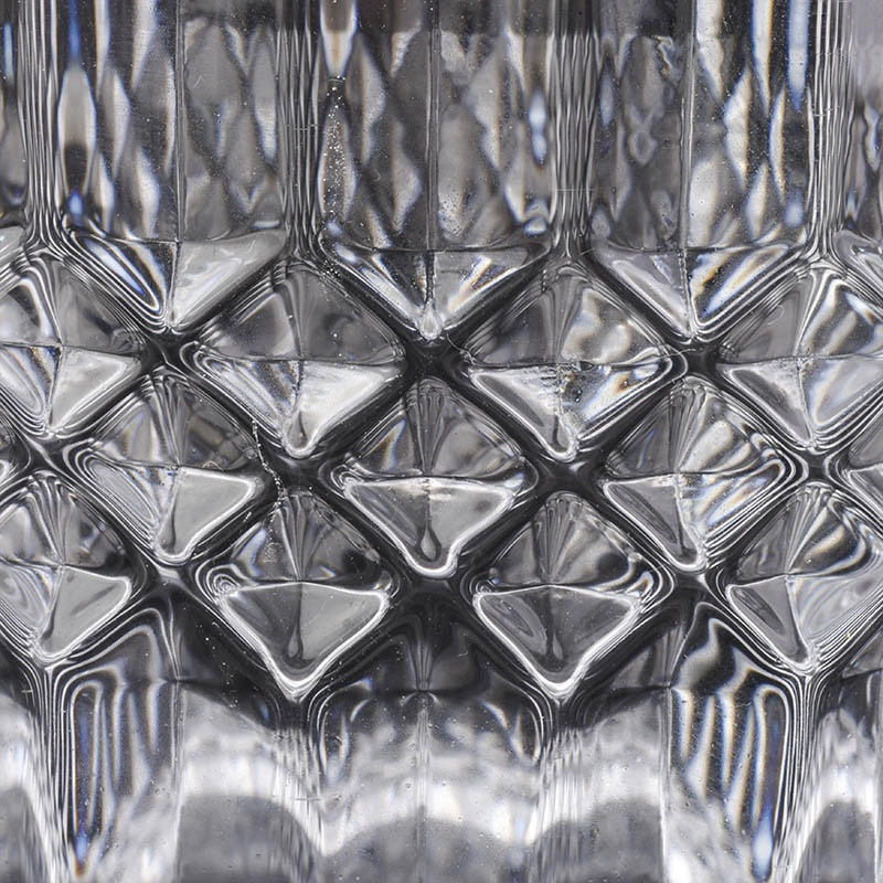 Hot sales luxury embossed custom glass candle holder with glass lid