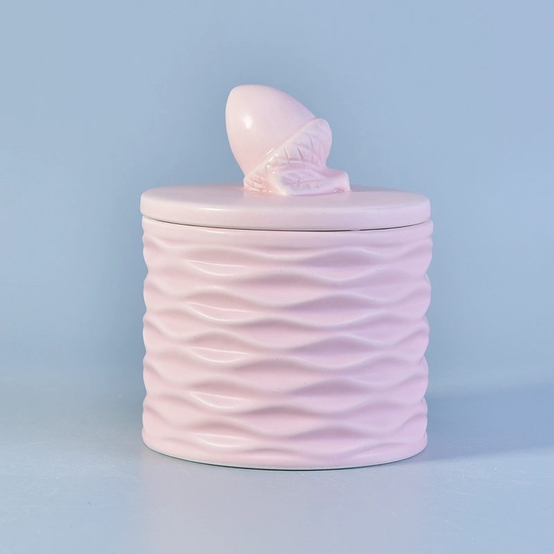 Luxury gift glazed candle votive holder ceramic candle container with lid home decoration factory