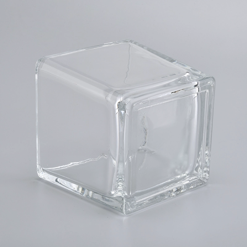 Empty square glass making candle holder metal container