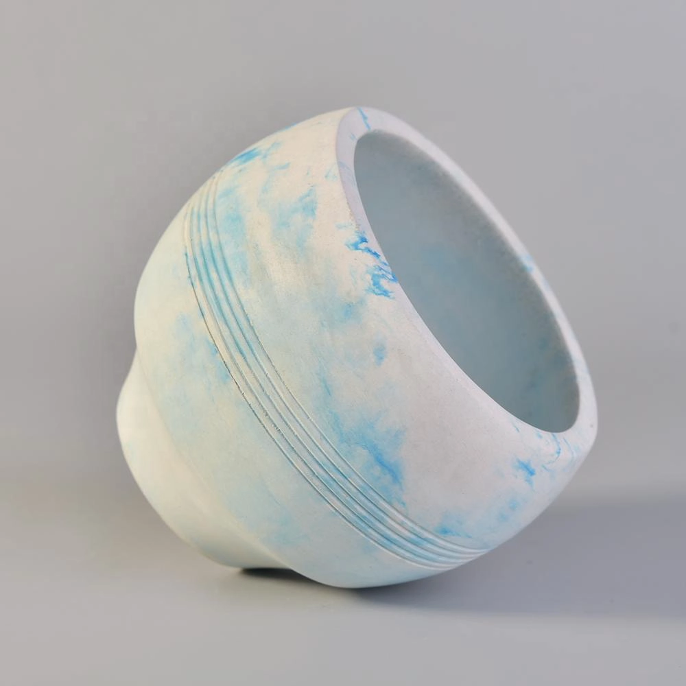 Sunny Matte round grey concrete candle holder vessel