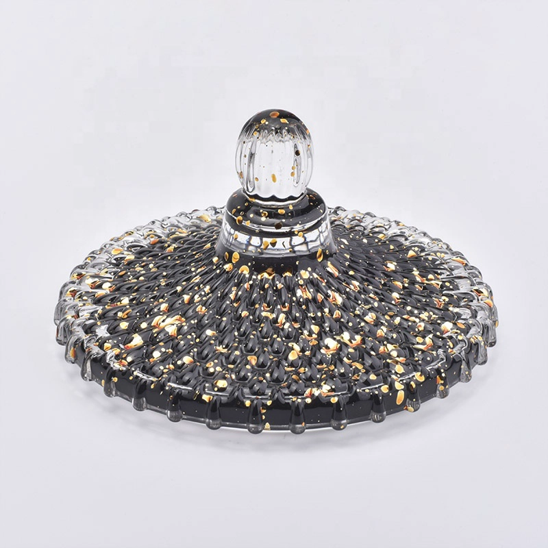 Sunny bulk luxury black geometric candle glass jar holder with lid
