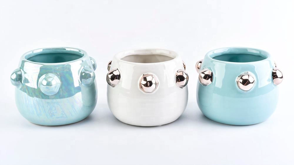 Empty candle votive iridescent holder ceramic candle jar home decor wholesales