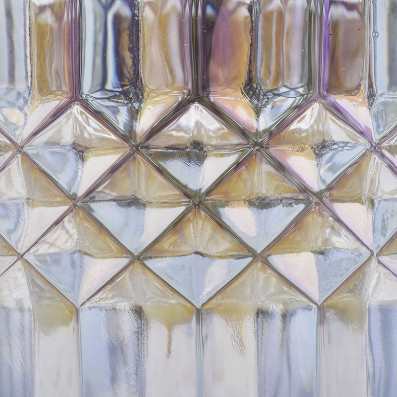 Crystal Geo cut candle cup glass candle jar with lids clear candle jar