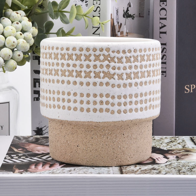 Custom christmas empty decorative ceramic massage candle jar wholesales