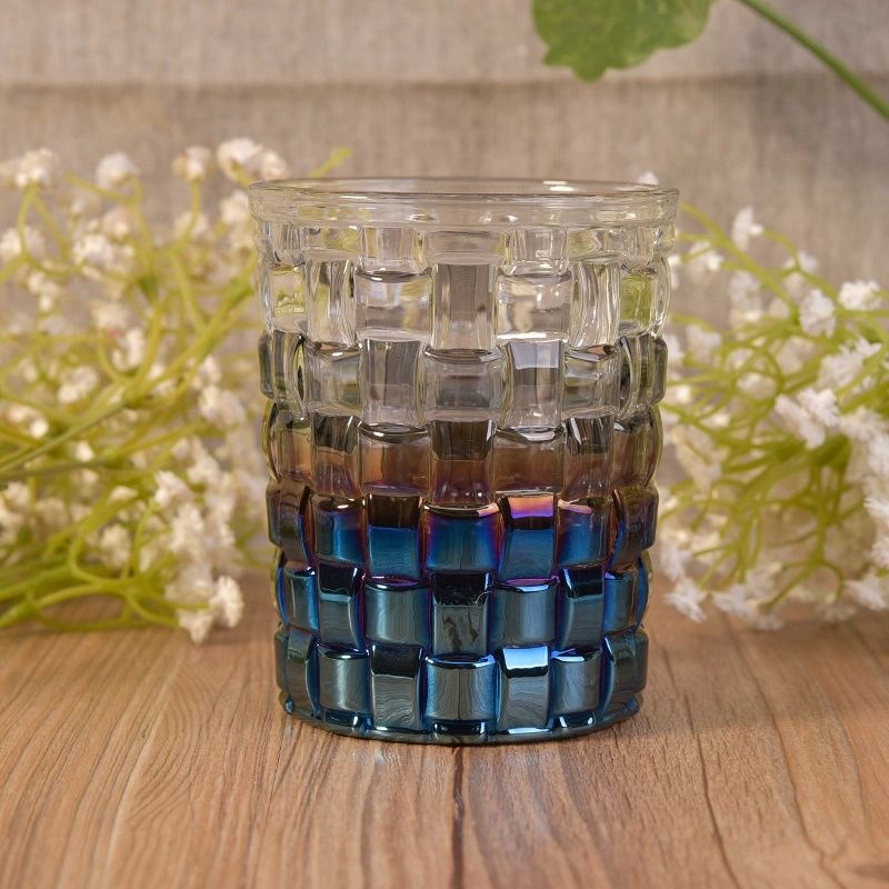 Clear custom candle cup embossed glass bottles home decor in bulk