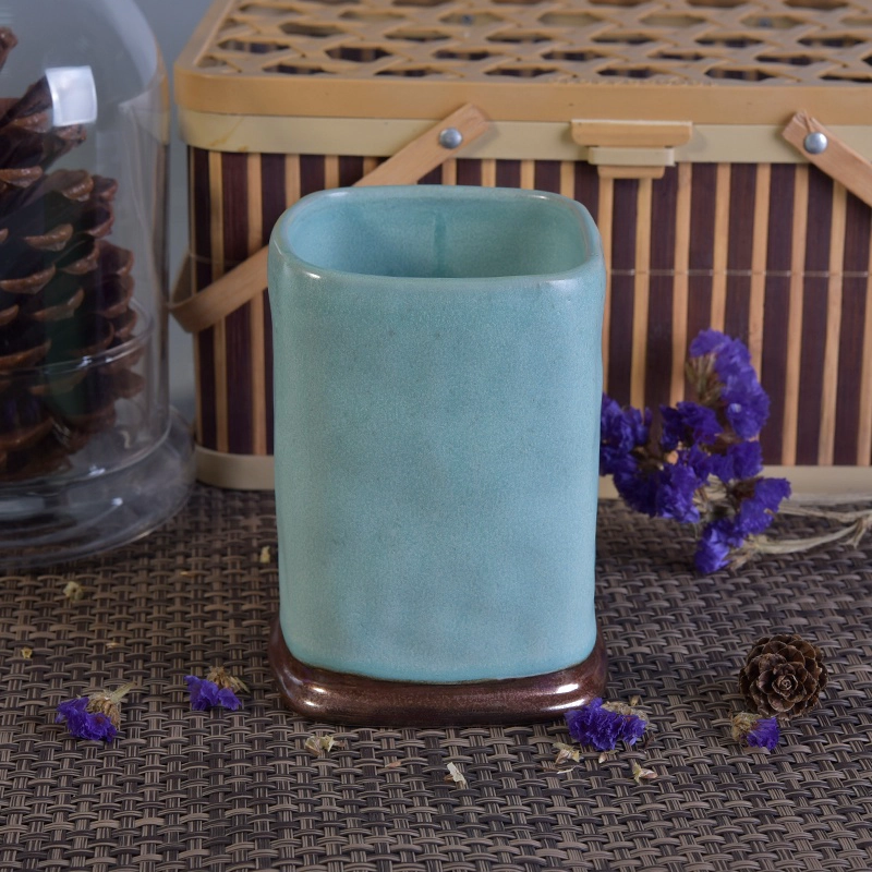 Square ceramic candle holder decorative candle cups