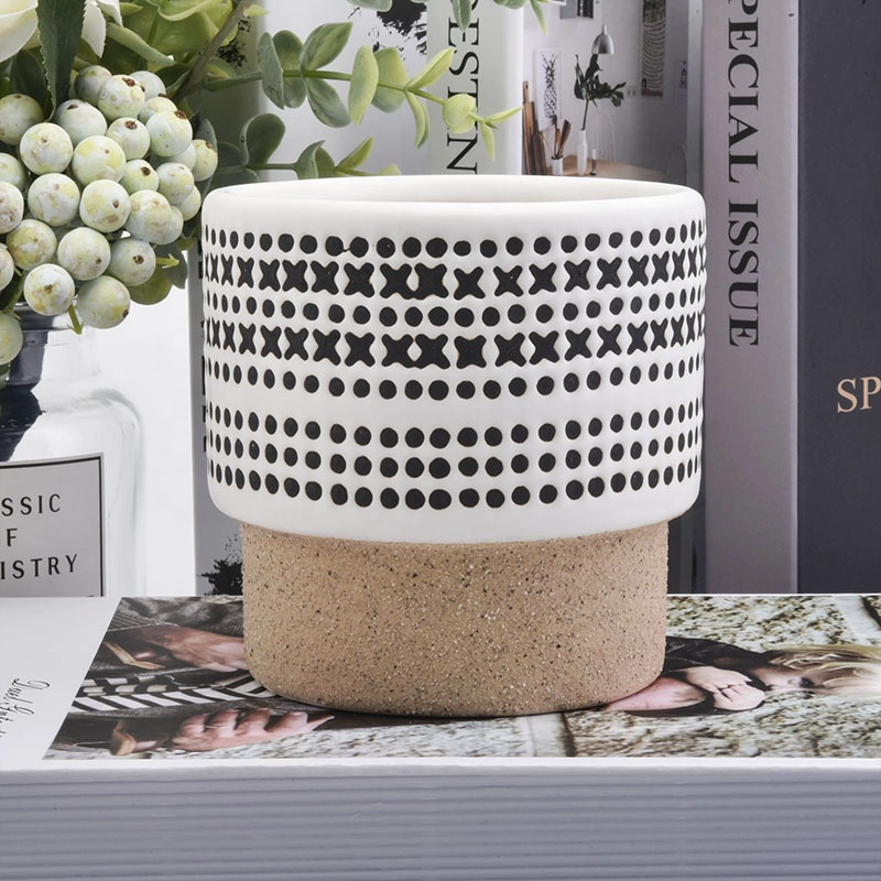 Custom empty decorative candle ceramic jar matte in bulk