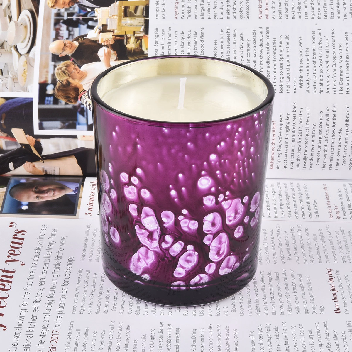 candle jars glass lid pink and gold with bubble effect candle holder