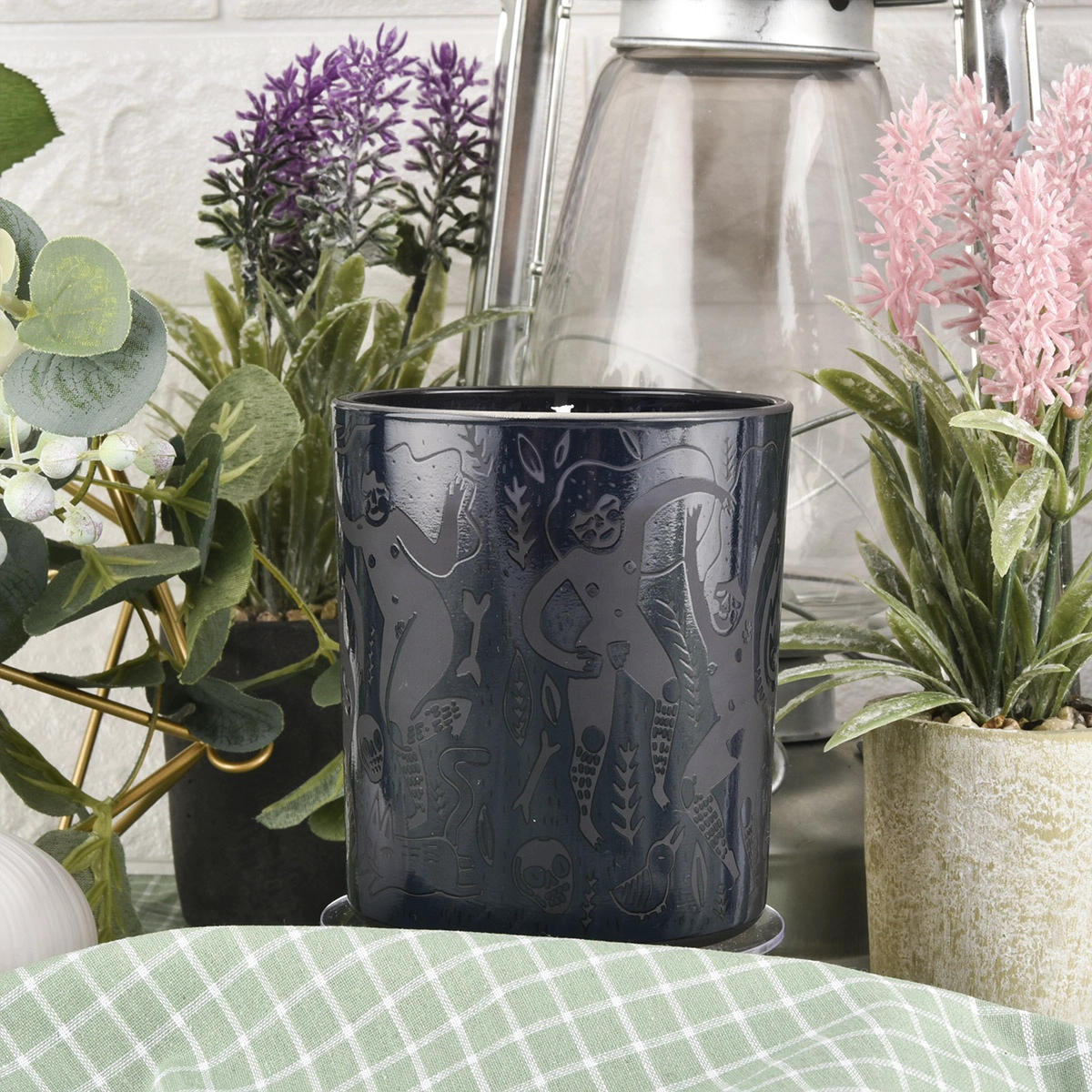 frosted black candle container matte 10oz decorative glass jar candle container