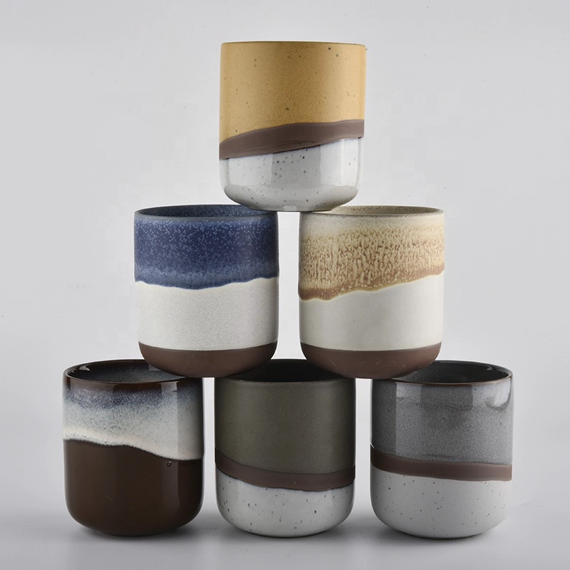 14oz empty ceramic candle jar with lid
