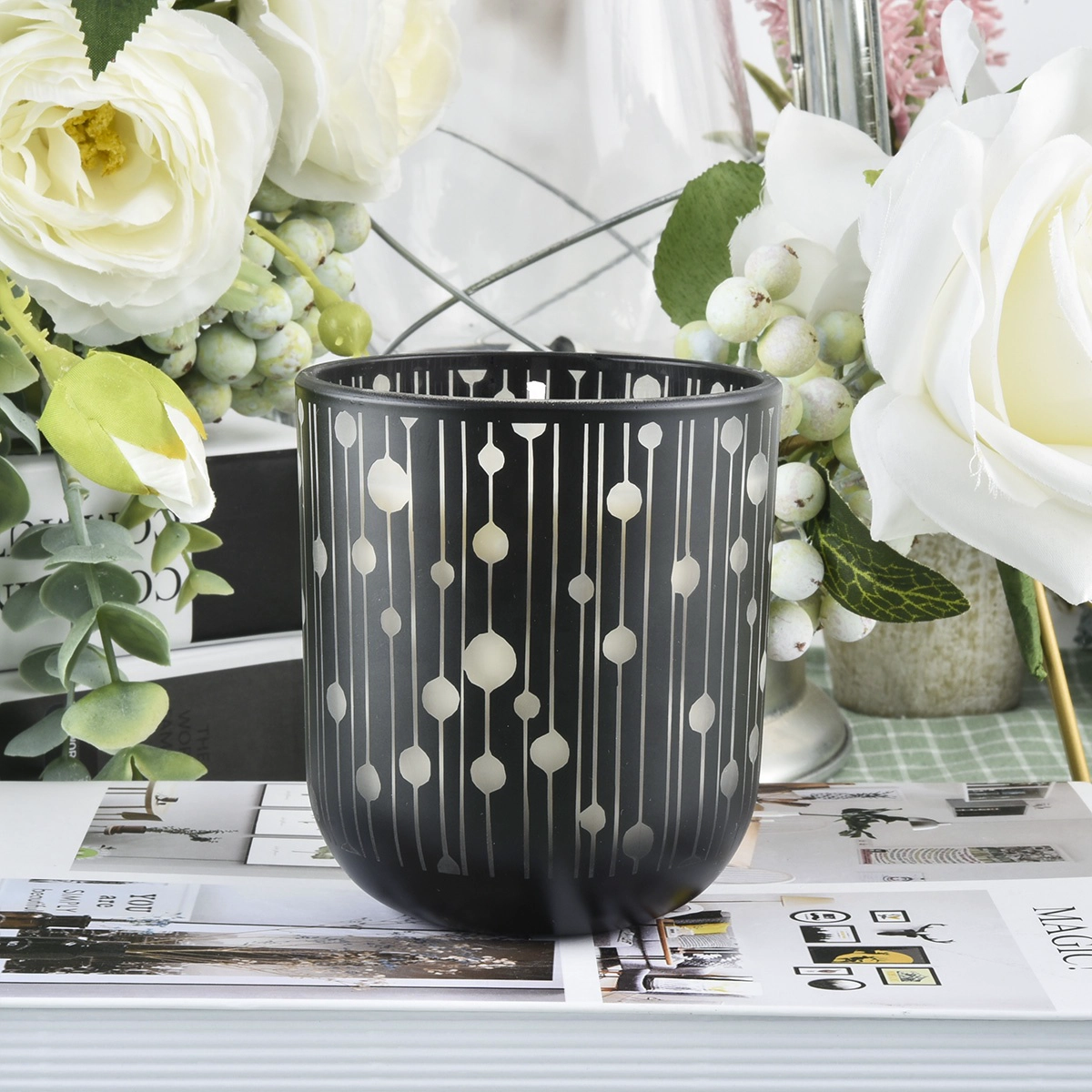 10oz 12oz 14oz Sunny black empty glass candle jar holders wholesales