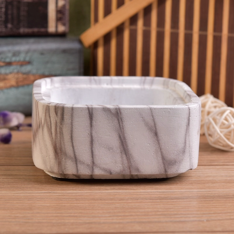 Square concrete candle holder for home decor