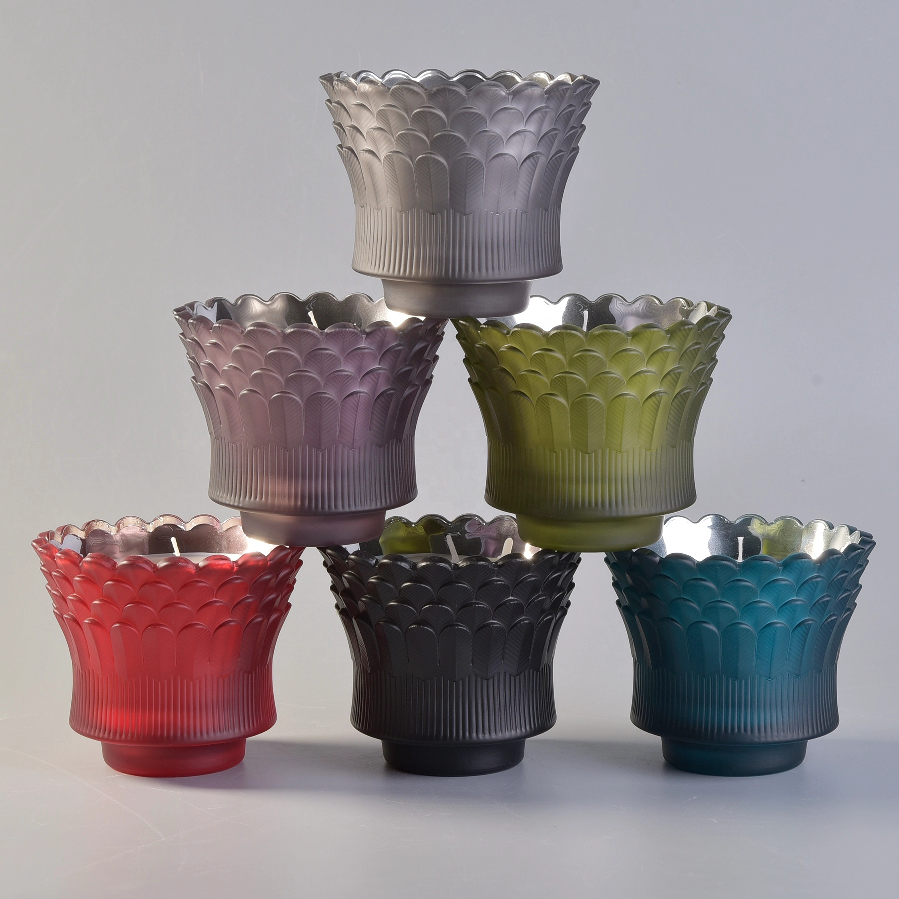 Suppliers colored new design fancy 6 oz 8oz glass candle jar