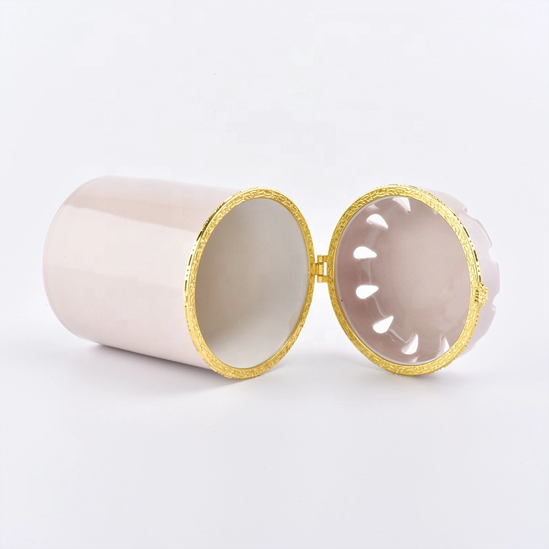 unique design full sets pink ceramic candle jar with lid