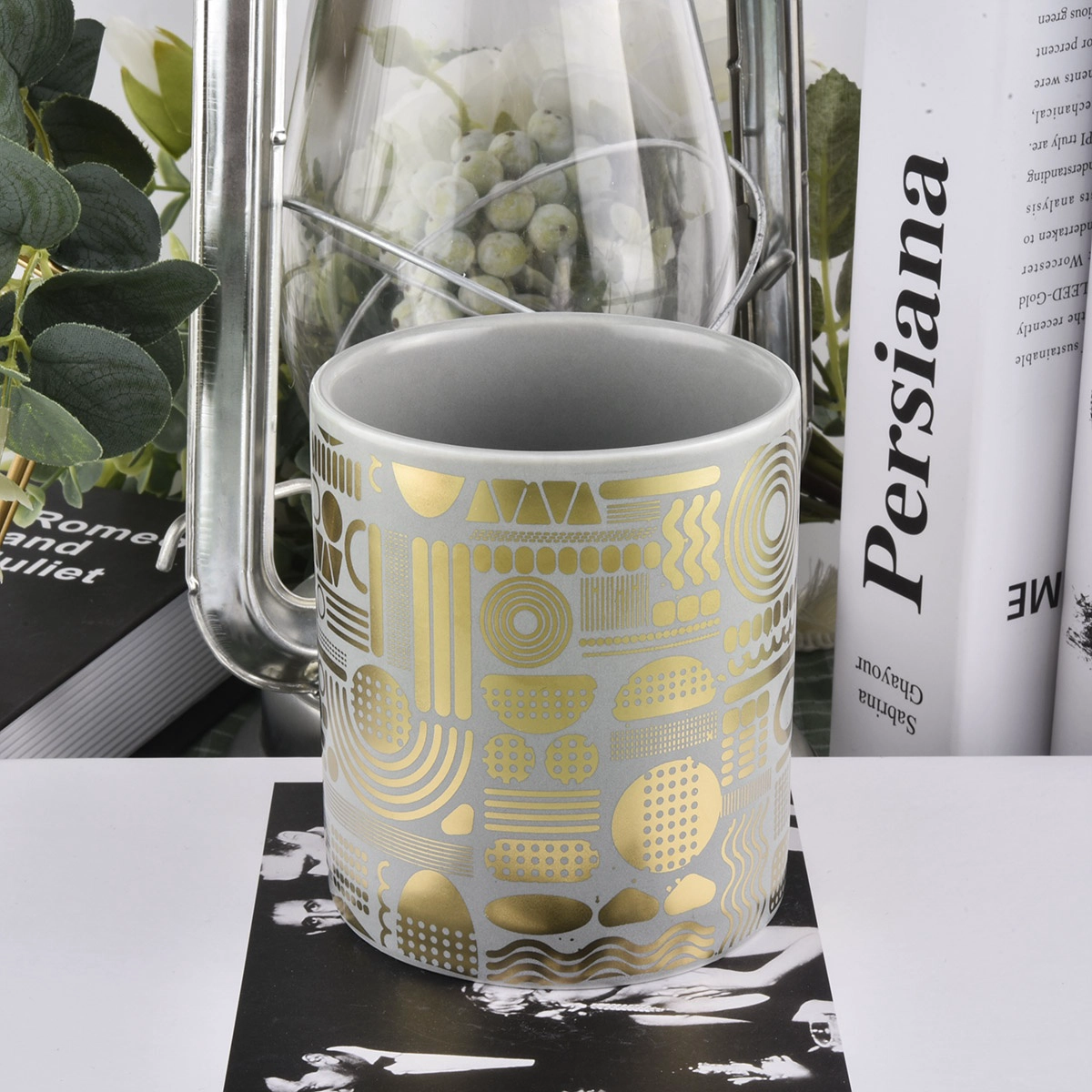 Wholesales grey decorative Ceramic Candle vessel Wedding Hotel Candlestick
