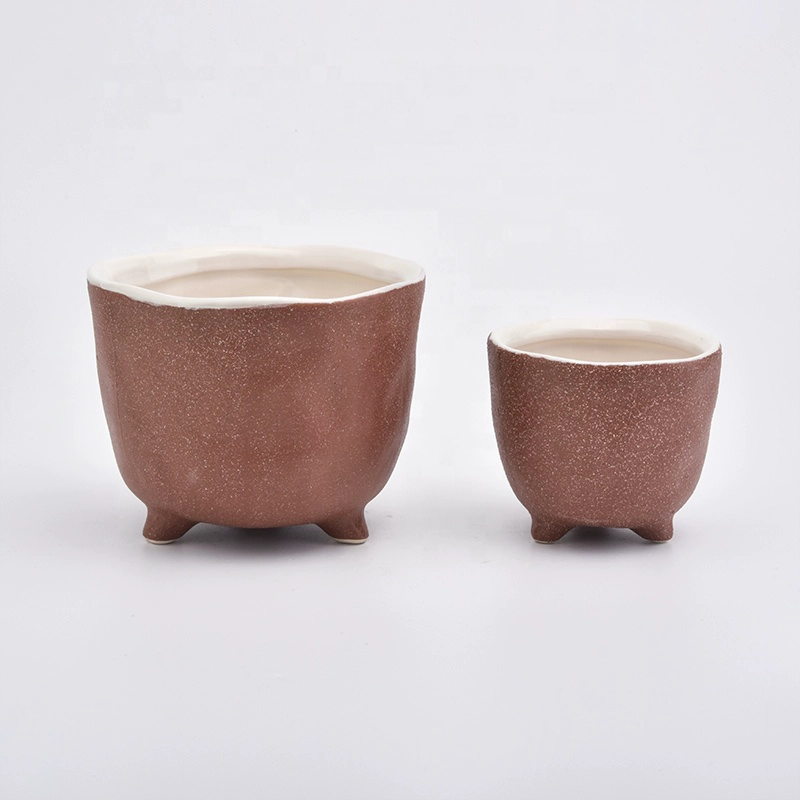 Decorating red candle jar ceramic round candle vessel wholesales
