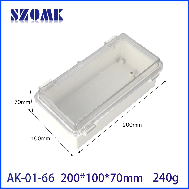 Montabile a parete SZOMK Coperchio trasparente incernierato Scatola elettronica esterna in plastica resistente alle intemperie Scatola impermeabile in plastica ABS AK-01-66 200 * 100 * 70 mm