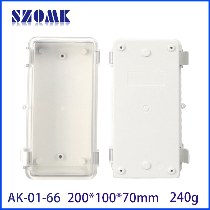 Montabile a parete SZOMK Coperchio trasparente incernierato Scatola elettronica esterna in plastica resistente alle intemperie Scatola impermeabile in plastica ABS AK-01-66 200 * 100 * 70 mm