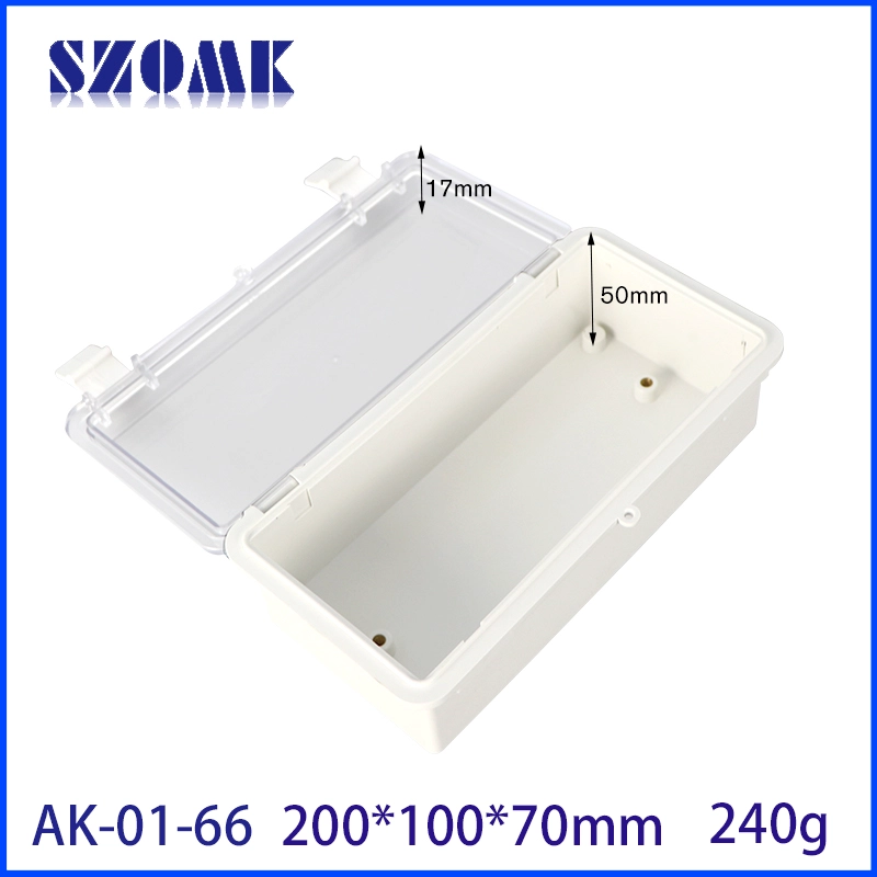 Montabile a parete SZOMK Coperchio trasparente incernierato Scatola elettronica esterna in plastica resistente alle intemperie Scatola impermeabile in plastica ABS AK-01-66 200 * 100 * 70 mm