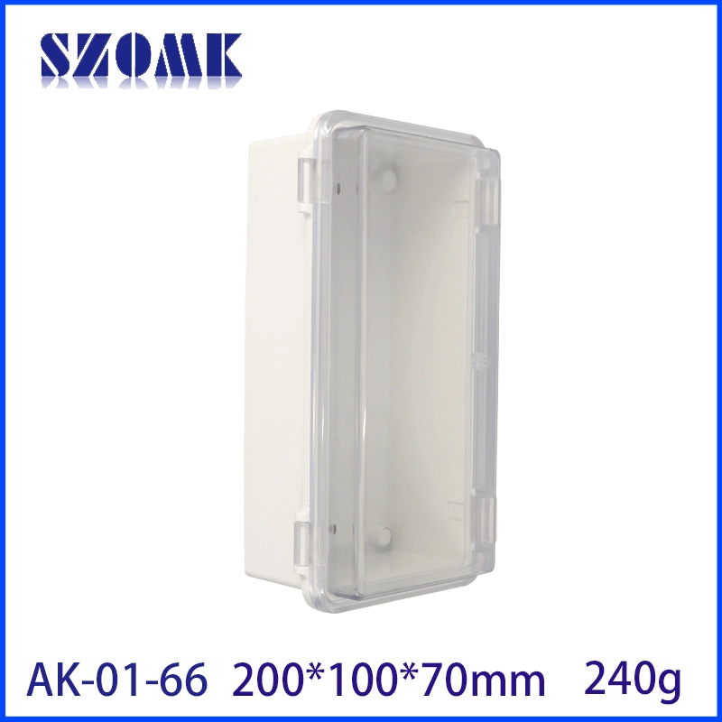 Montabile a parete SZOMK Coperchio trasparente incernierato Scatola elettronica esterna in plastica resistente alle intemperie Scatola impermeabile in plastica ABS AK-01-66 200 * 100 * 70 mm