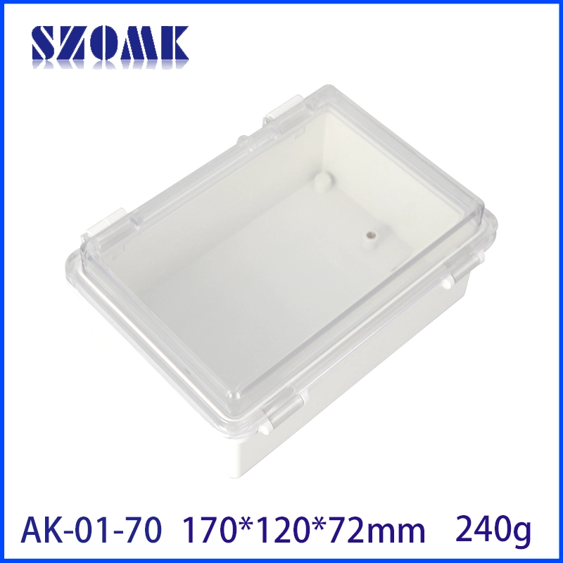 SZOMK Custodia trasparente Custodia impermeabile Custodia per strumenti elettronici incernierati Scatola di plastica per esterni AK-01-70 170 * 120 * 72mm