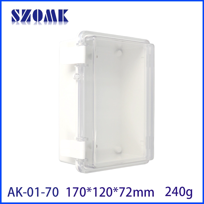 SZOMK Custodia trasparente Custodia impermeabile Custodia per strumenti elettronici incernierati Scatola di plastica per esterni AK-01-70 170 * 120 * 72mm