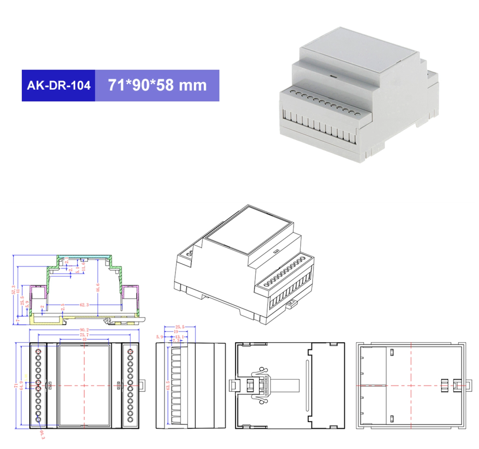 PC Terminal Block Connector PCB Halter DIN RAIL GEGEBOLUCHE ENDAHME MODULARE KLASTE KOSTE FÜR PCB -Klemmenblöcke