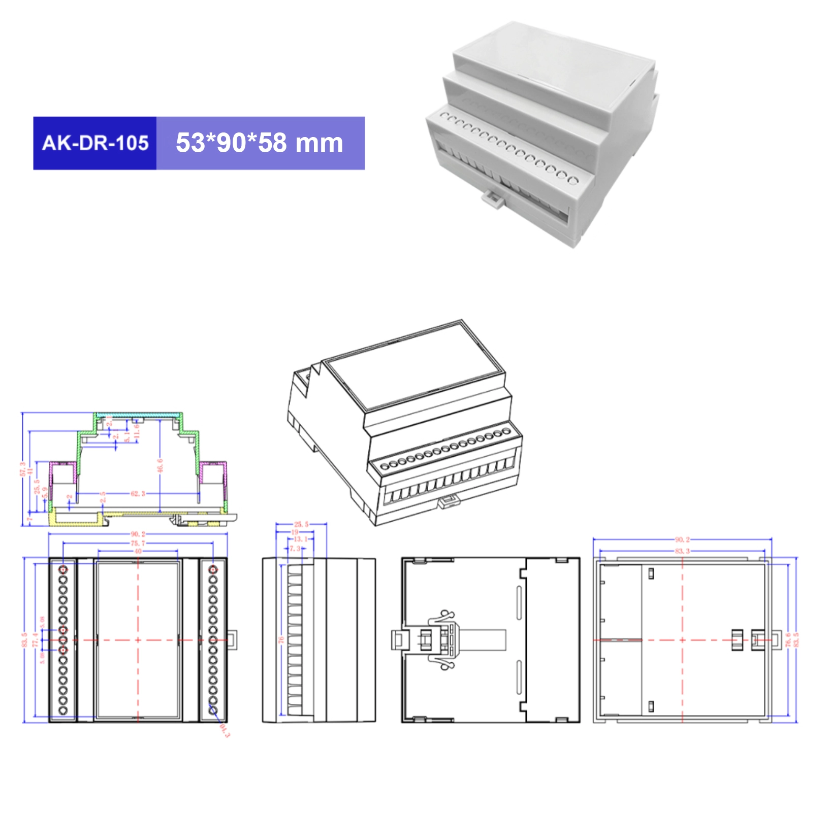 PC Terminal Block Connector PCB Halter DIN RAIL GEGEBOLUCHE ENDAHME MODULARE KLASTE KOSTE FÜR PCB -Klemmenblöcke