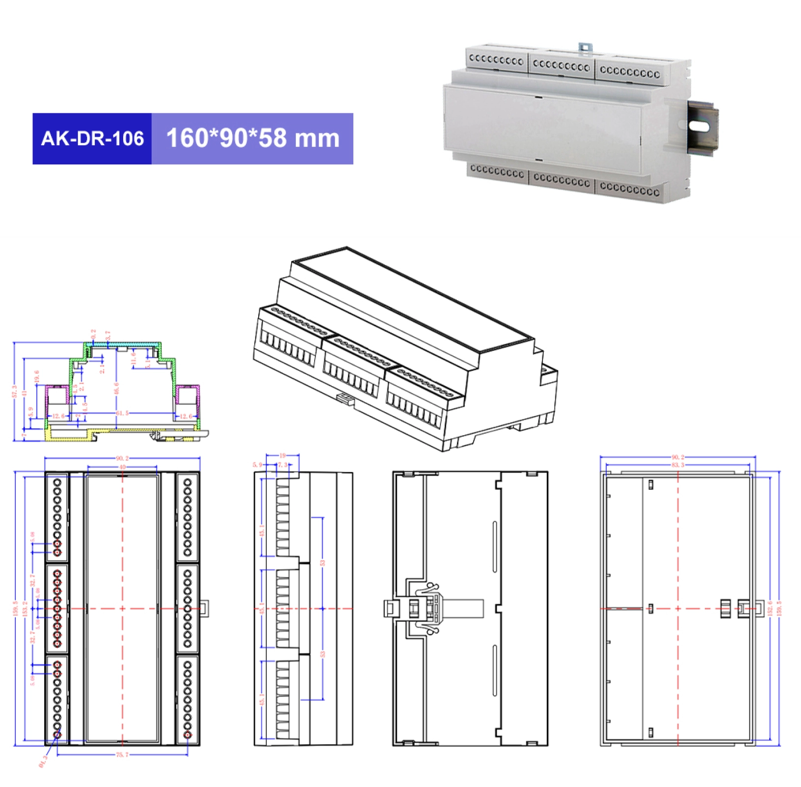 PC Terminal Block Connector PCB Halter DIN RAIL GEGEBOLUCHE ENDAHME MODULARE KLASTE KOSTE FÜR PCB -Klemmenblöcke