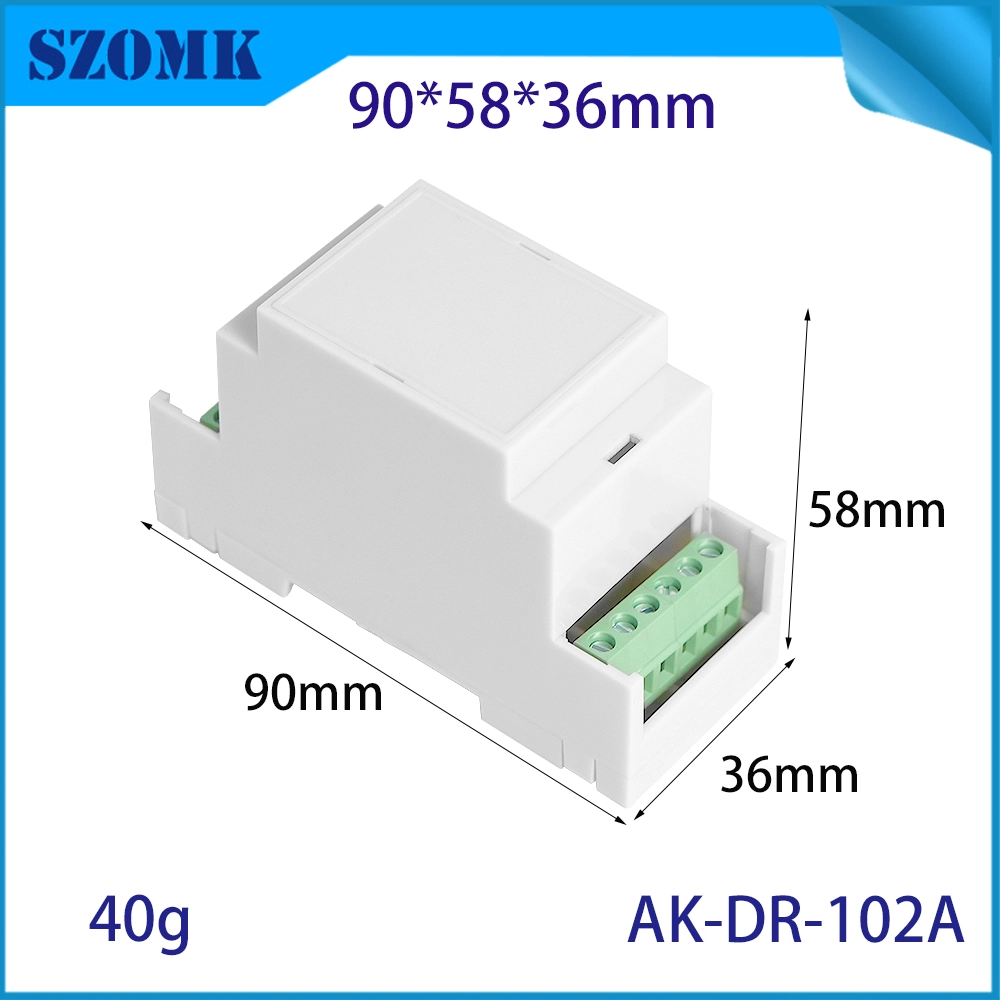 90 * 58 * 36 mm AK-DR-102 PC-DIN-Schienengehäuse 6-Punkt-Arbeitsplatinengehäuse Kunststoff-DIN-Schienengehäuse
