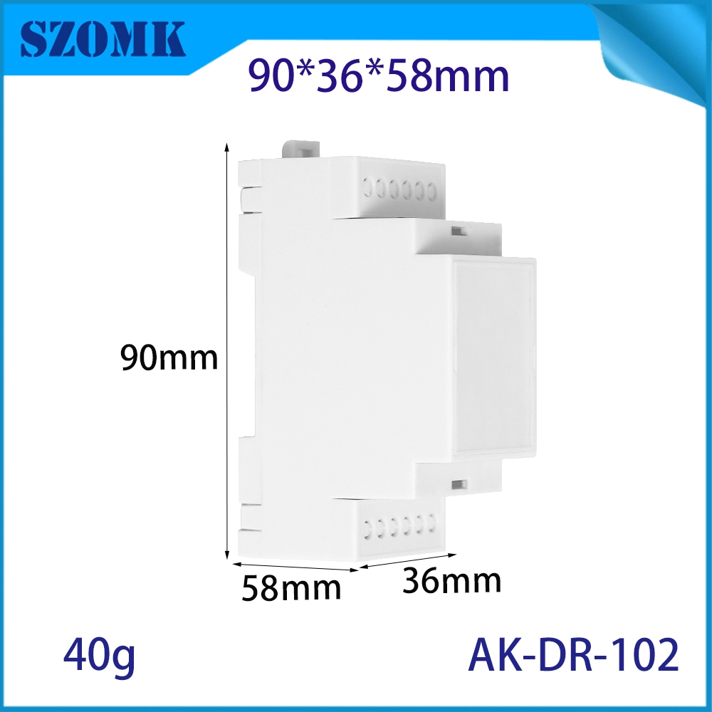90 * 58 * 36 mm AK-DR-102 PC-DIN-Schienengehäuse 6-Punkt-Arbeitsplatinengehäuse Kunststoff-DIN-Schienengehäuse