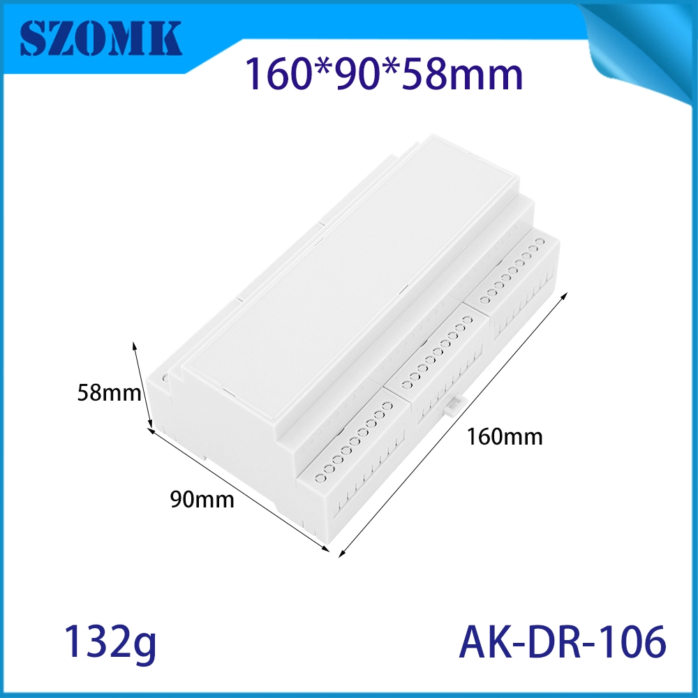 160*90*58MM AK-DR-106 Connettori su guida Din Pc Montaggio su guida Din Modulo a vite Adattatore Morsettiera in plastica su guida Din Box