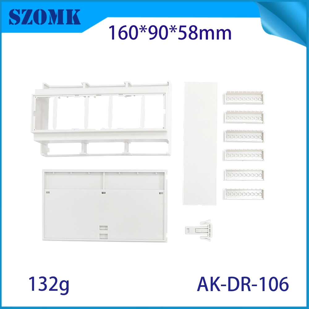160*90*58MM AK-DR-106 Connettori su guida Din Pc Montaggio su guida Din Modulo a vite Adattatore Morsettiera in plastica su guida Din Box