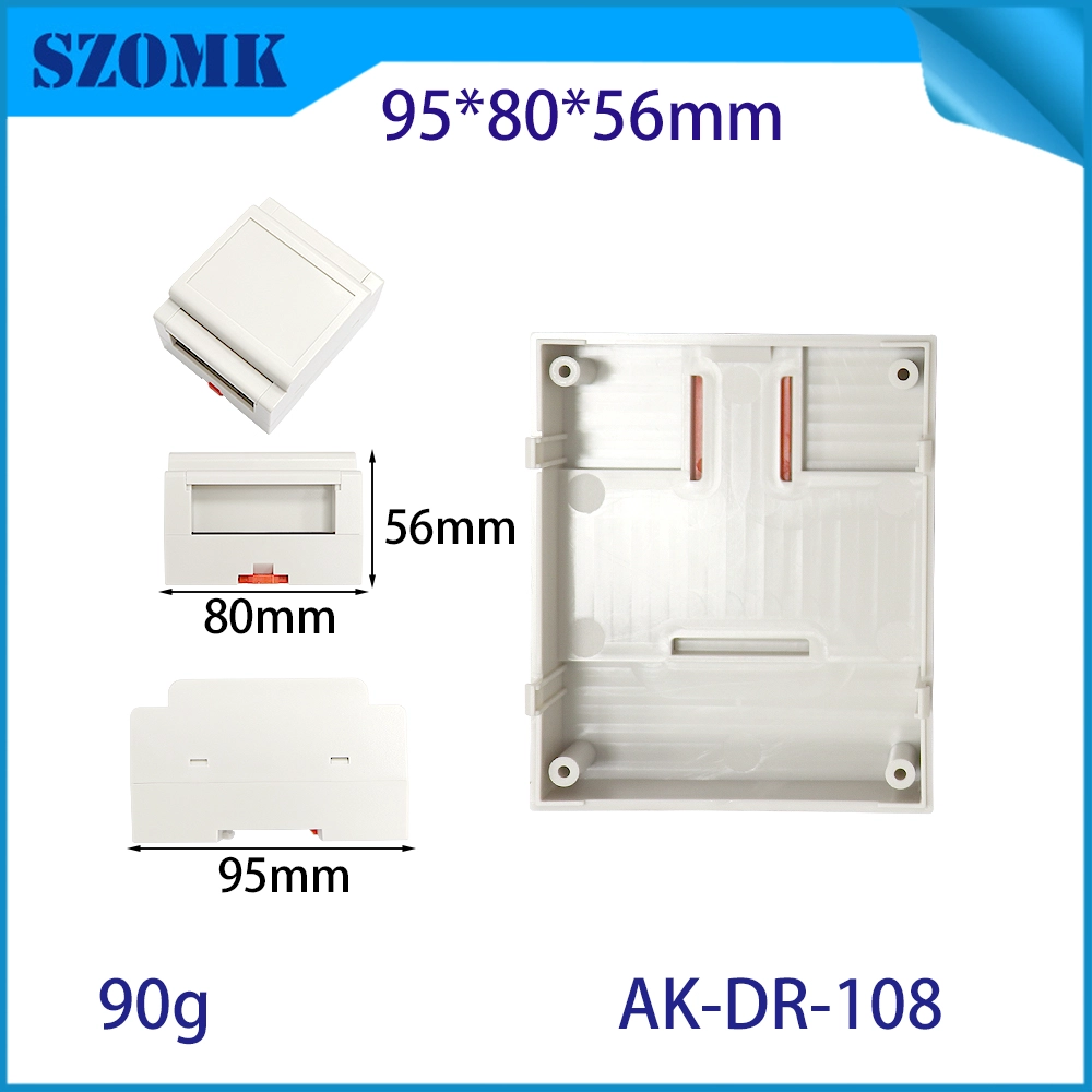 95*80*56mm AK-DR-108 전기 PLC 제어 상자 플라스틱 ABS DIN 레일 인클로저