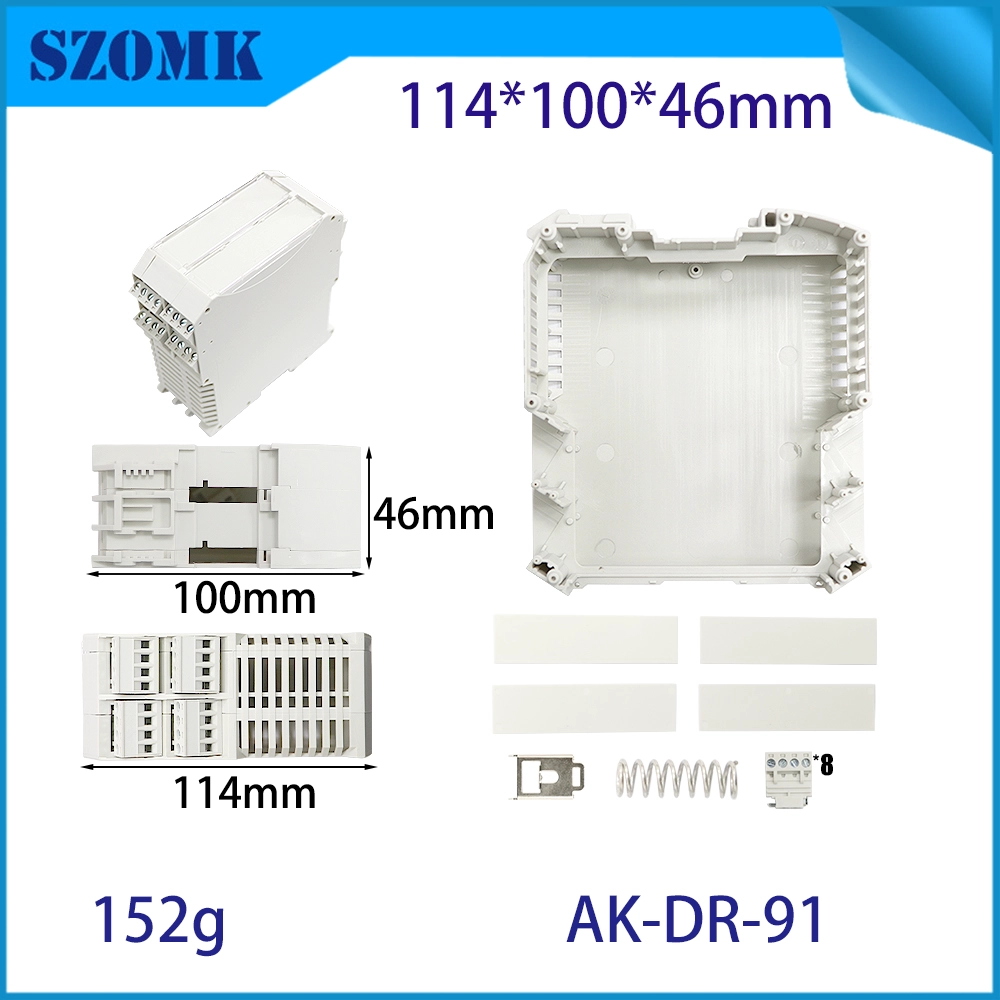 114 * 100 * 46 mm AK-DR-91 Terminal de rail DIN Borne électrique PA66 PCB PCB PCB Boîtes de commande fixe