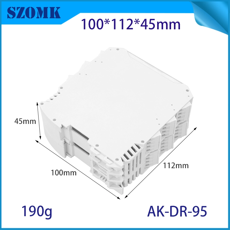 100*112*45毫米AK-DR-95 PCB电路板工业电子终端盖板PA66 DIN Rail塑料外壳