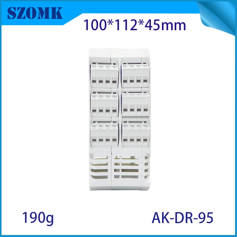 100*112*45毫米AK-DR-95 PCB电路板工业电子终端盖板PA66 DIN Rail塑料外壳