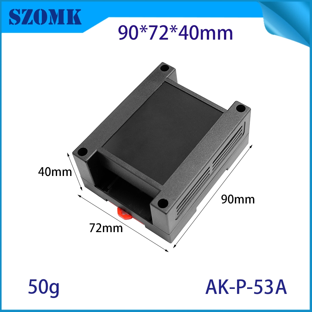 90*71*40毫米AK-P-53塑料DIN轨道plc封装控制盒,用于电子产品PCB