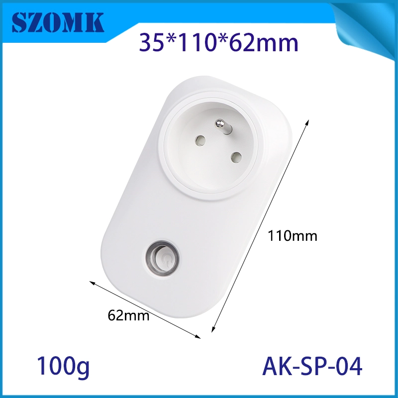 AK-SP-04法国标准塑料智能插头迷你WiFi插座PC带Alexa Google的电气外壳