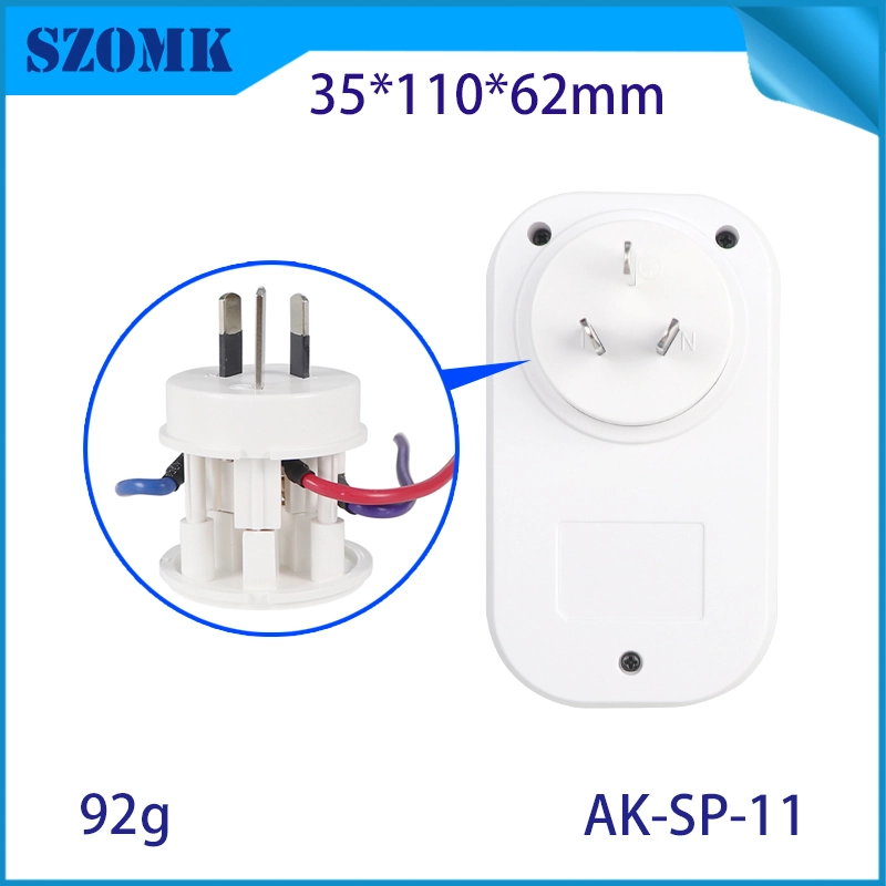 AK-SP-11 AU Standard 35*110*62mm PC Flame Retardant-V0スマートソケットプラグケースプラスチックエンクロージャー