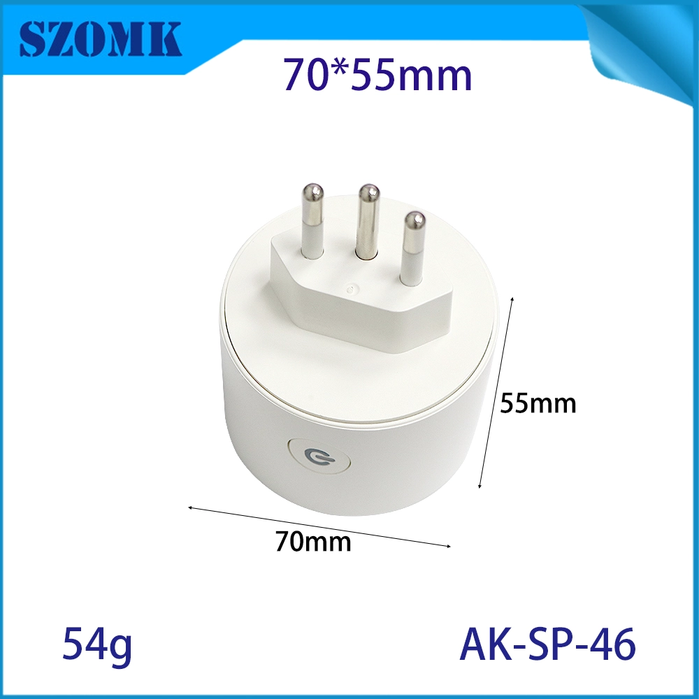 AK-SP-46 Braziliaanse standaard Round Round Smart Socket Housing Extension Cord Lege plug-behuizing 70*55 mm