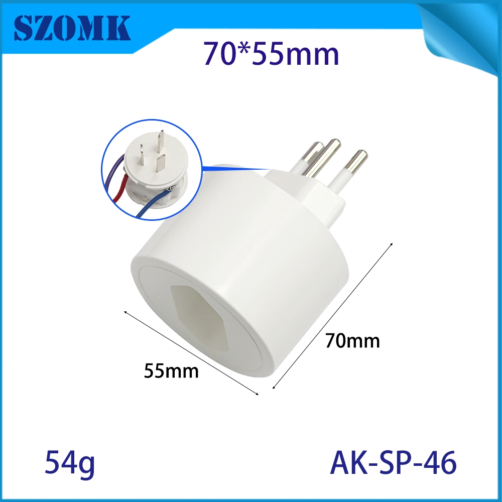 AK-SP-46 Braziliaanse standaard Round Round Smart Socket Housing Extension Cord Lege plug-behuizing 70*55 mm